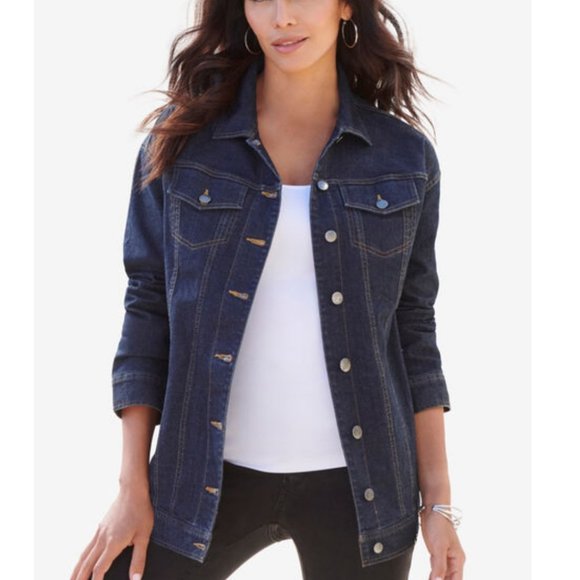 NEW Boyfriend Denim Jacket by Roamans - Picture 1 of 4